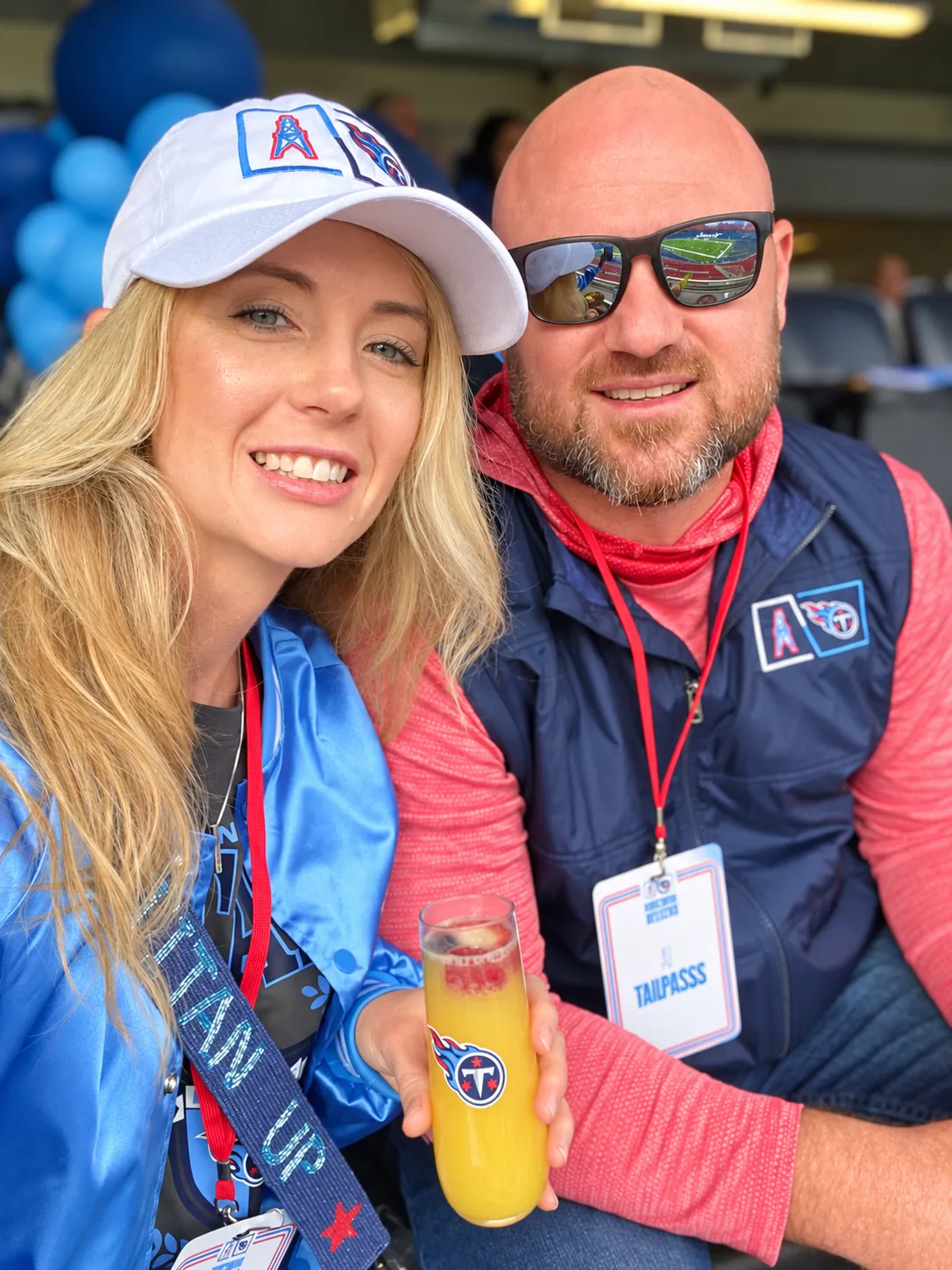 Kerri and A.J. Trapasso at a Tennessee Titans game.